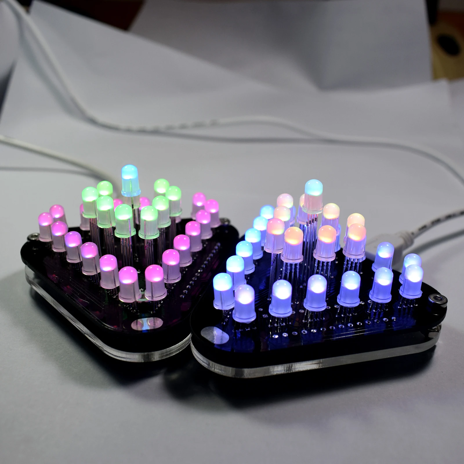 Kit electrónico de pirámide Triangular 3D con Control táctil, cubo LED Aurora RGB a todo Color, 5MM, DIY