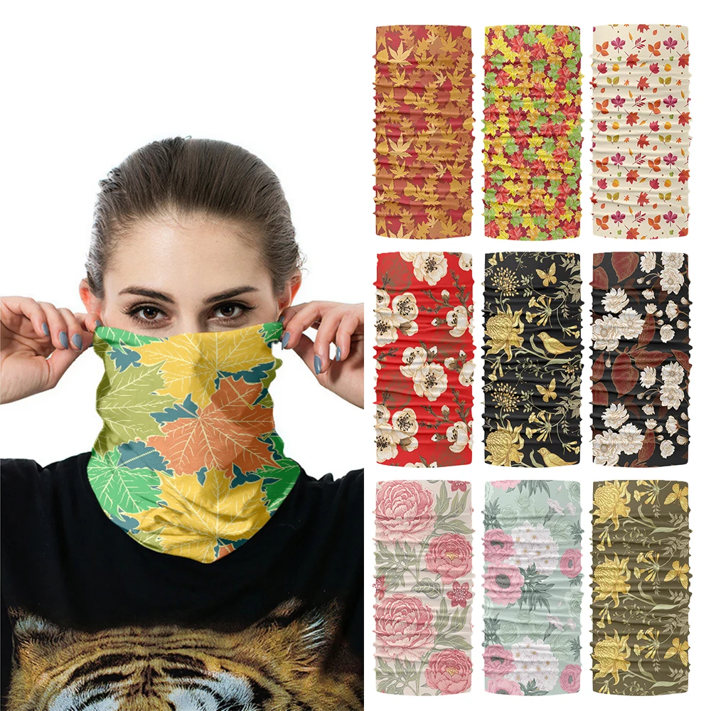 

3D Printing Flower Series Outdoor Cycling Bike Scarf Face Neck Dustproof Turban Ladies Headwear Cover Bandana Halloween Scarf