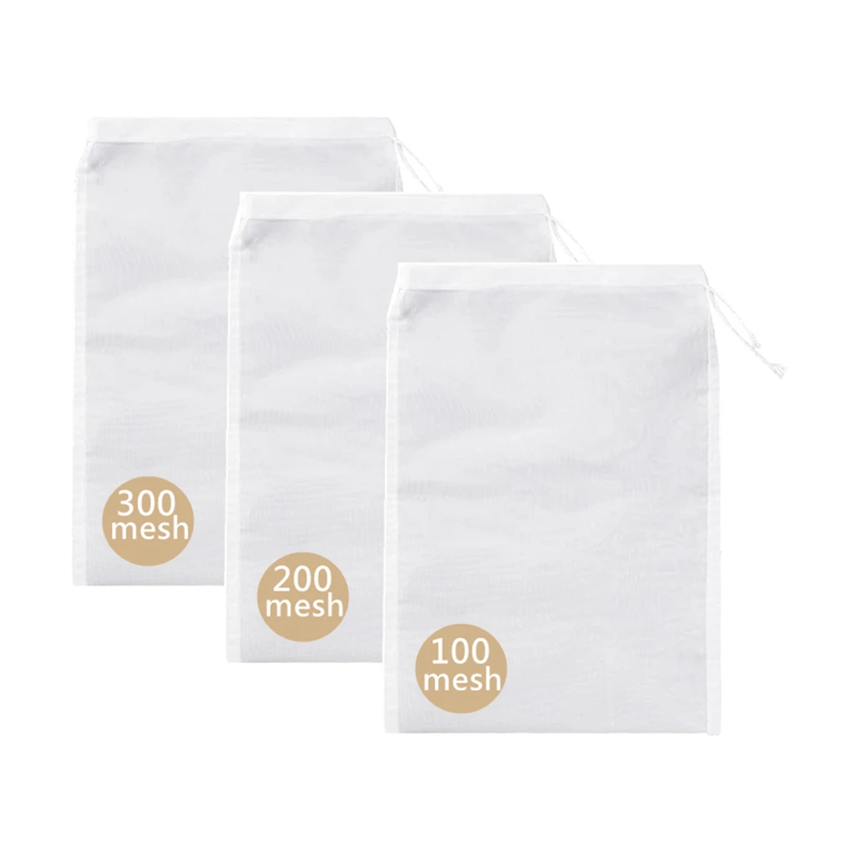 3 Pcs Nut Milk Bags, 150/75/48 Micron Reusable Nylon Food Strainers Bags Soy Milk Filter Bags Yogurt Milk Wine Brew Filters Bag