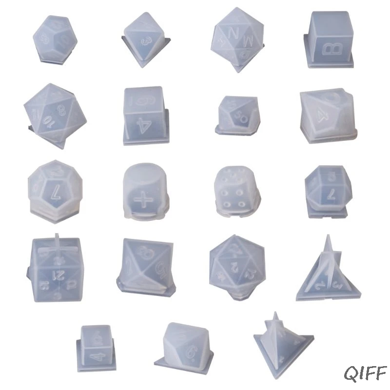 

DIY Crystal Epoxy Mold Dice Fillet Shape Multi-spec Digital Game Silicone Mould