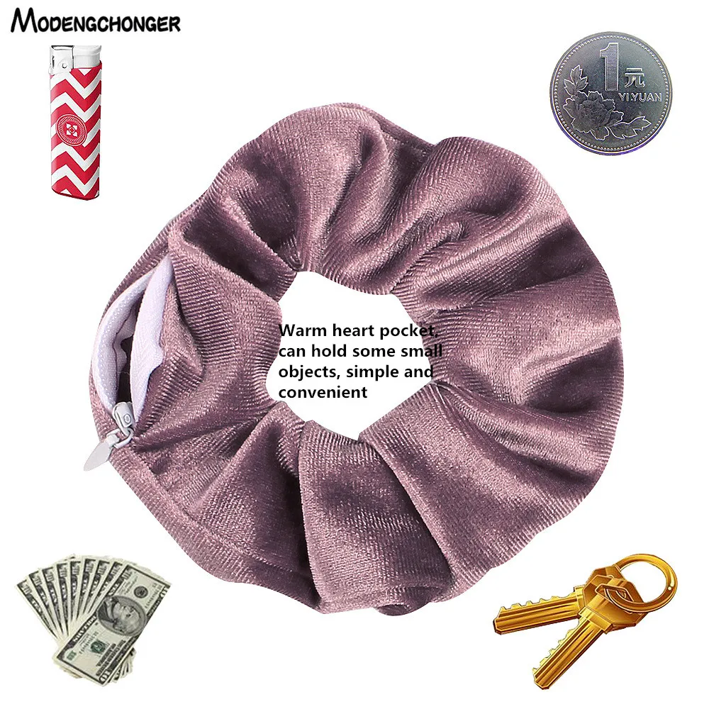 1PC moda nowy portfel kieszonkowy gumki do włosów Retro zamek błyskawiczny jelito grube elastyczna opaska do włosów akcesoria do włosów Hot