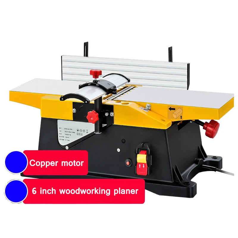 6-Inch Woodworking Planer Desktop Electric Planer Small Planer Household Single-Sided Planer Planer Cutting Depth Adjustable