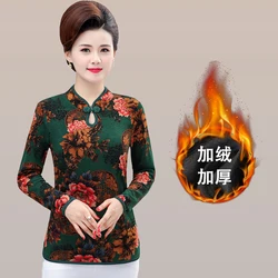 winter warm velvet  thick cheongsam blouse traditional oriental chinese clothing for women tops  Spring Autumn qipao flower top