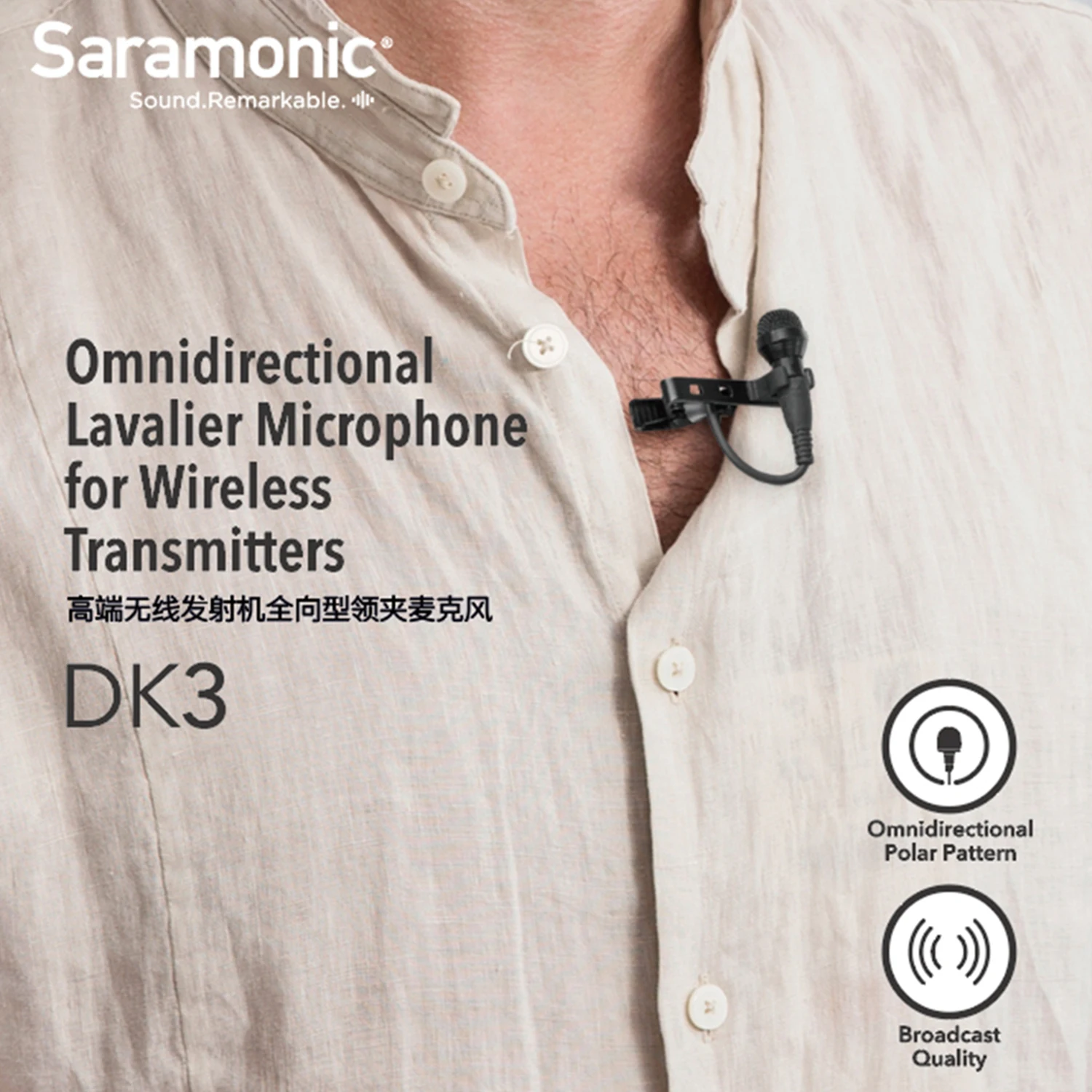 Saramonic DK3A 3,5 mm vergrendelbare TRS condensator lavalier reversmicrofoon voor RODE/BOYA/SENNHEISER/TASCAM/ZOOM streaming YouTube Vlog