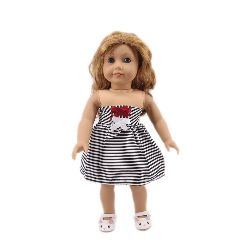 Vêtements de poupée américaine pour bébé fille de 18 pouces, modèles à rayures, robe de soirée de mariage et de noël, adaptés aux accessoires de poupée bébé Reborn de 43CM