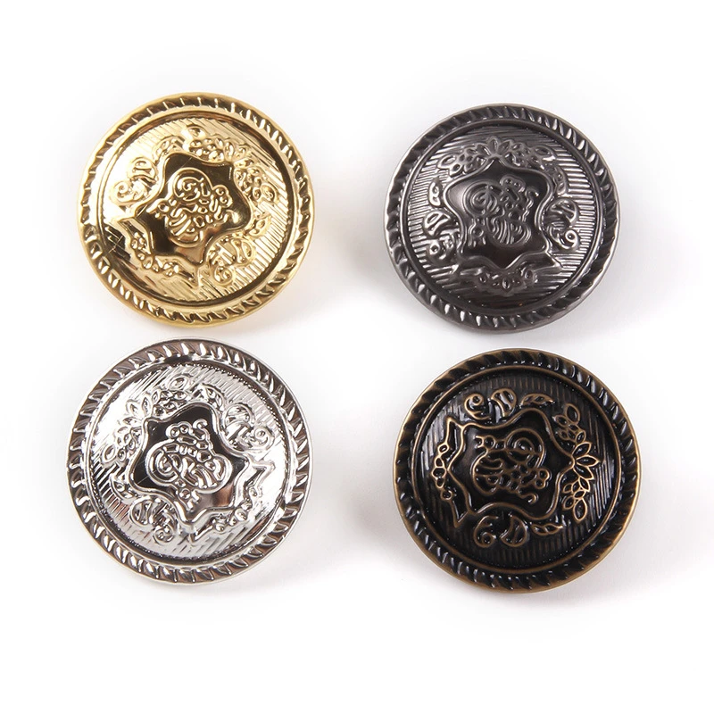 10pcs/lot 15/20/25mm Wholesale Clothing Decorative Buttons Golden Vintage College Jacket Buttons Round Metal Buttons for Shirt