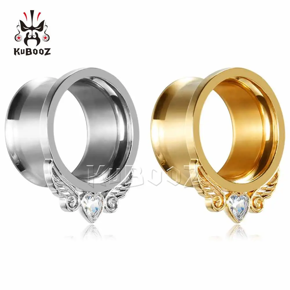 KUBOOZ Stainless Steel Ear Piercing Plugs Tunnels Expanders Strechers Earring Studs