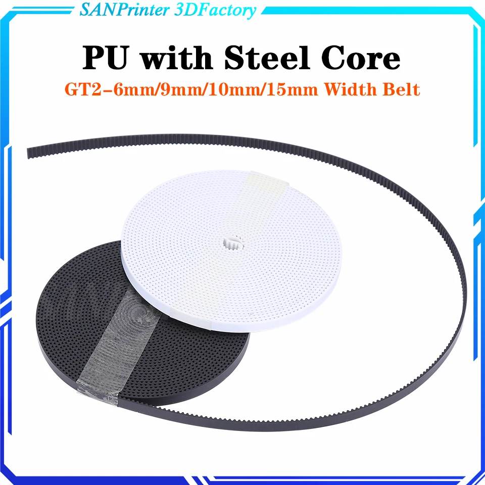 

GT2 Belt PU with Steel Core GT2 Belt 2GT Timing Belt Width 6mm 10mm for 3D printer parts Anti-wear Reinforce Open Belt