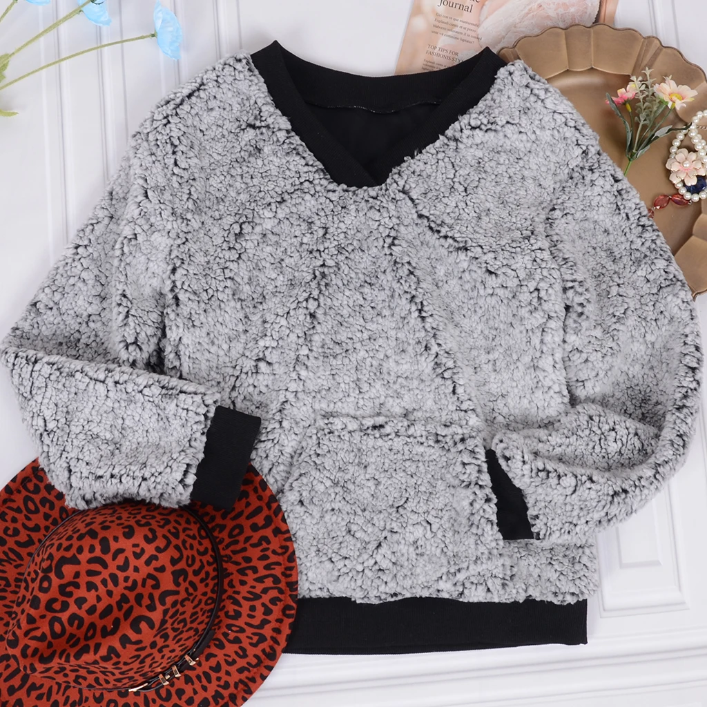 Winter Women Sherpa Sweater Teddy Fleece Pullover Pullover Sherpa Fleece Tops Female Warm Coat Sweaters Women Top