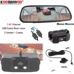Koorinwoo Wireless Monitor Mirror Parktronic 2 Radars For Car Parking sensor Reversing system with Camera Control of Blind Zones