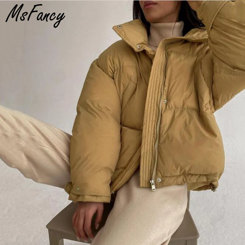 Msfancy Winter Coats Women Korean Fashion Zipper Puffer Jacket 2021 Casual Doudoune Femme Outwear