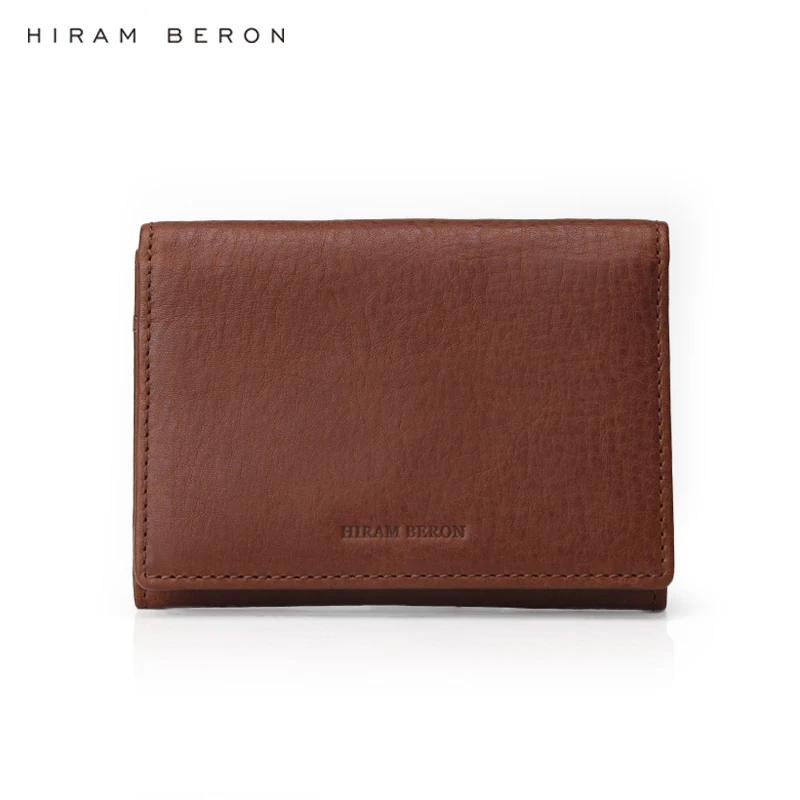 Hiram Beron Italian Vegetable Tanned Leather Business Card Holder Wallet Real Case Gift For Men