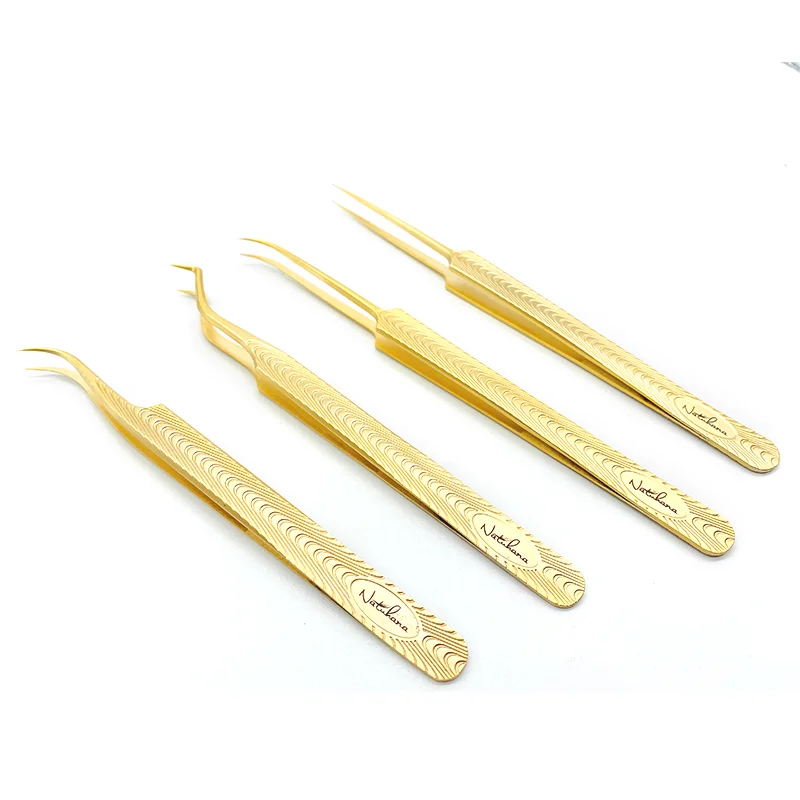 NATUHANA Professional Eyelash Tweezers High-grade Matt Stainless Steel Superhard Tweezers for Eyelash Extension Makeup Tools