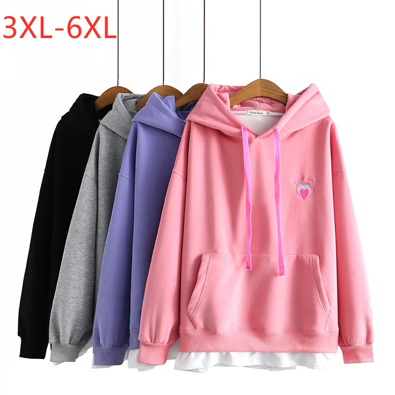 

Large women's autumn and winter fashion slim love embroidery Plus Size Hoodie
