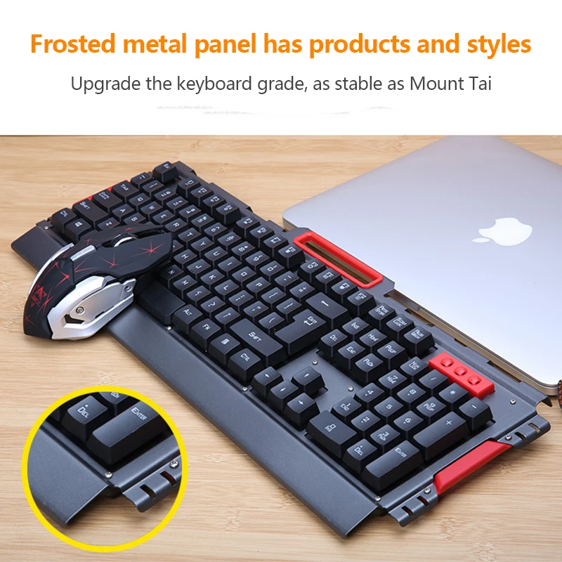 Hk50 teclado sem fio e mouse conjunto botão flutuante teclado de metal para casa teclado de jogos