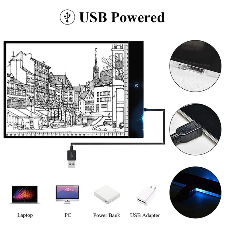 A5 LED Drawing Boards Tracing Board Copy Pads LED Drawing Tablet Plate Art Writing Table Stepless Dimming Artcraft Light Box