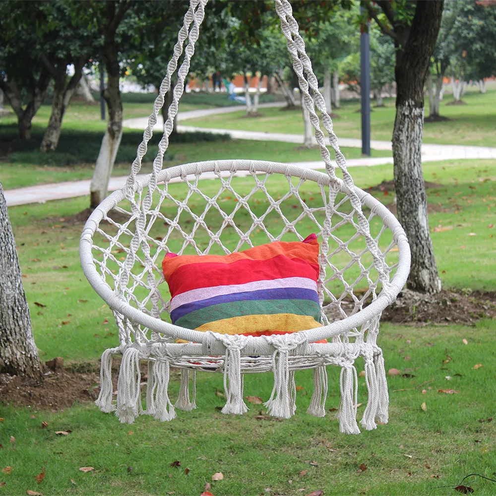 Cotton Rope Hammock Chair Swing For Kids Hand Knitting Macrame Swing Set Children Indoor Outdoor Chair Rocking Baby Sleep Bed