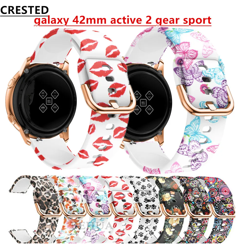 20mm watch strap For Samsung Galaxy Watch 6 4/classic 42mm46mm active 2 Gear S2/Sport band Printed silicone bracelet Amazfit bip