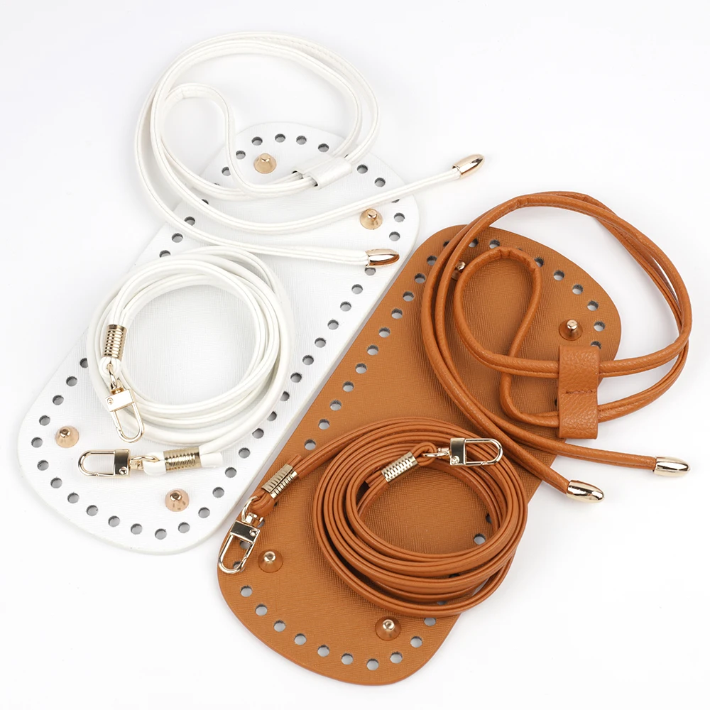 3Pcs DIY Purse Making Kit Bag Chain PU Leather Bucket Bag Base Shoulder Strap for Handmade Crochet Handbag Accessories ﻿