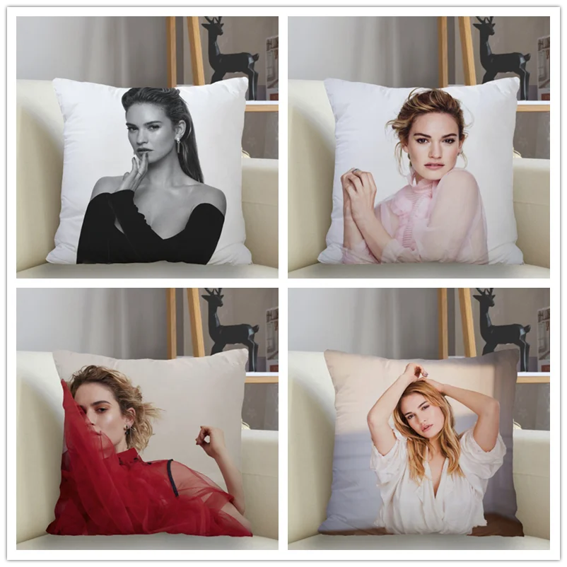 Musife Lily James Pillowcase Custom Square Pillow Cover Case Zipper Pillowcase 35*35,40*40,45*45cm Drop Shipping