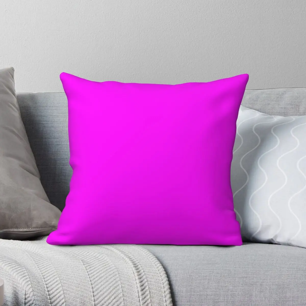 PLAIN SOLID MAGENTA FUCHSIA PINK Pillowcase Polyester Linen Velvet Pattern Zip Decorative Room Cushion Cover 18