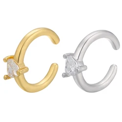 ZHUKOU 1 piece 2020 trend gold color ear cuffs CZ crystal C shape Ear Clips No Pierced earrings for women Jewelry VE318