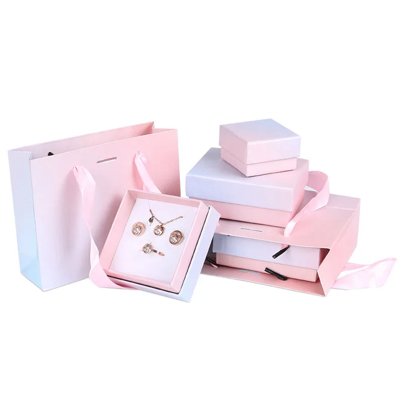 12Pcs New Jewelry Packaging Set Box Gradient Ring Necklace Bracelets Earring Gift Package Boxes With White Sponge Inside