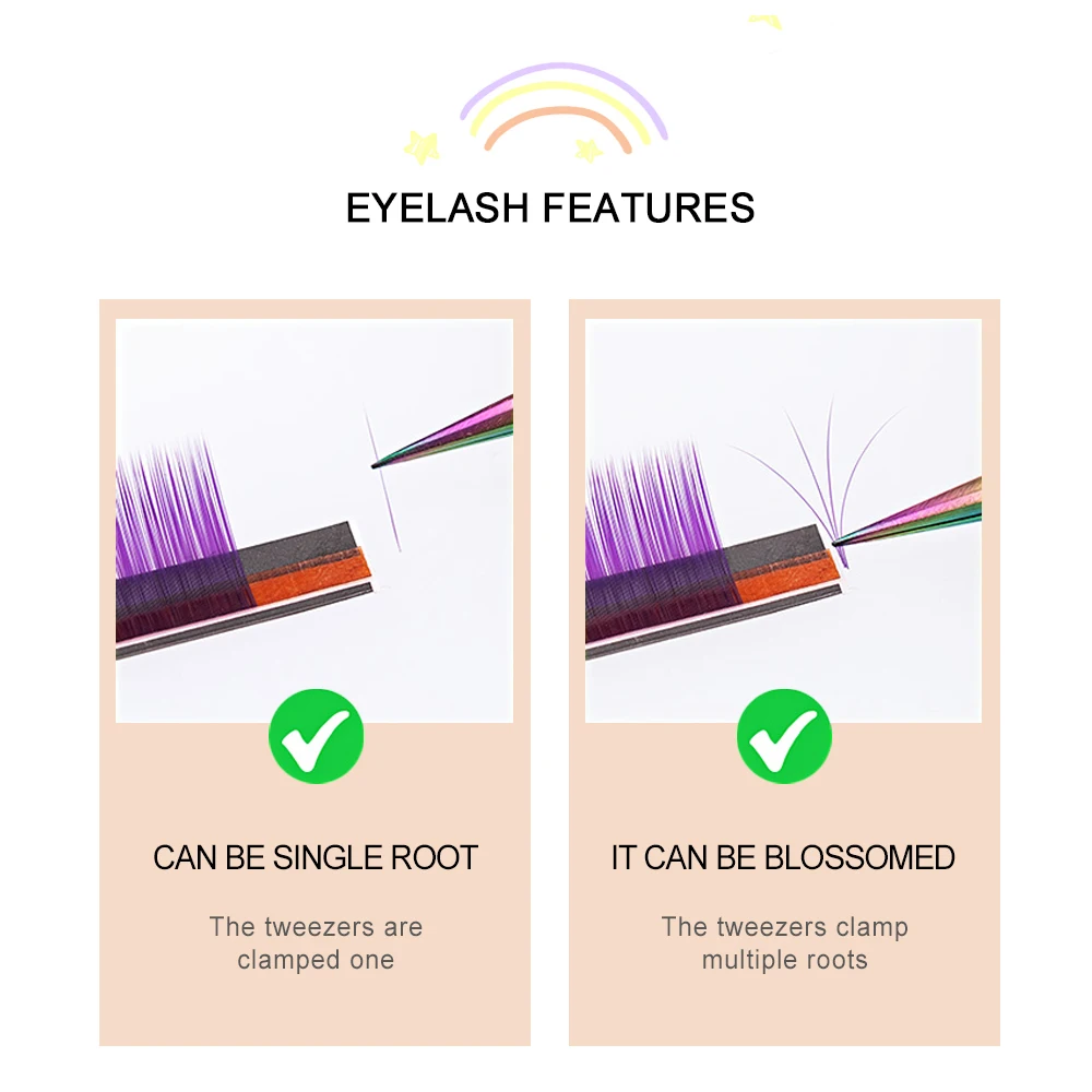 DeceMars Colored Eyelash Extension 16lines One Tray Mixed Color For Salon Use Rainbow Lash JBCD Curl