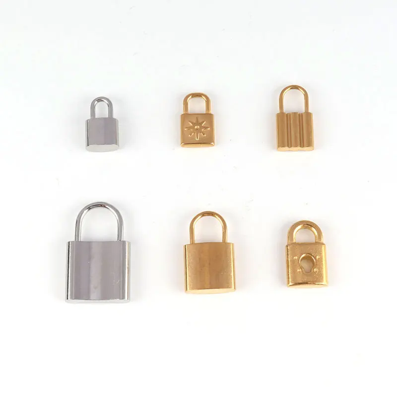 5pcs Stainless Steel Charms PadLock Charms Pendant Silver Gold Color Lock Pendants Making For DIY Jewelry Handmade Accessories