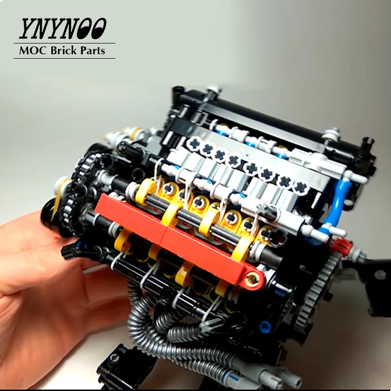 NEW 871Pcs High-Tech Parts 32 Air Valve 8-Cylinder 4-Stroke Engine V8 MOC Building Block Bricks Model Parts Kit Children Toys