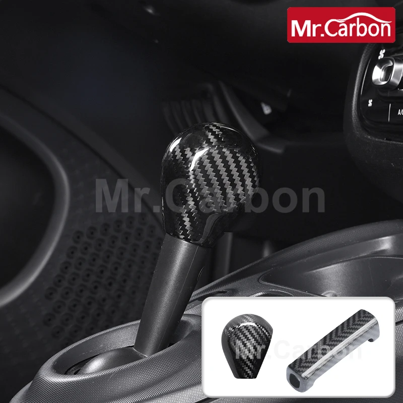 Car Gear Lever Handbrake Carbon Fiber Decorative Cover For Mercedes Smart 453 Fortwo Forfour Car Interior Products Accessories