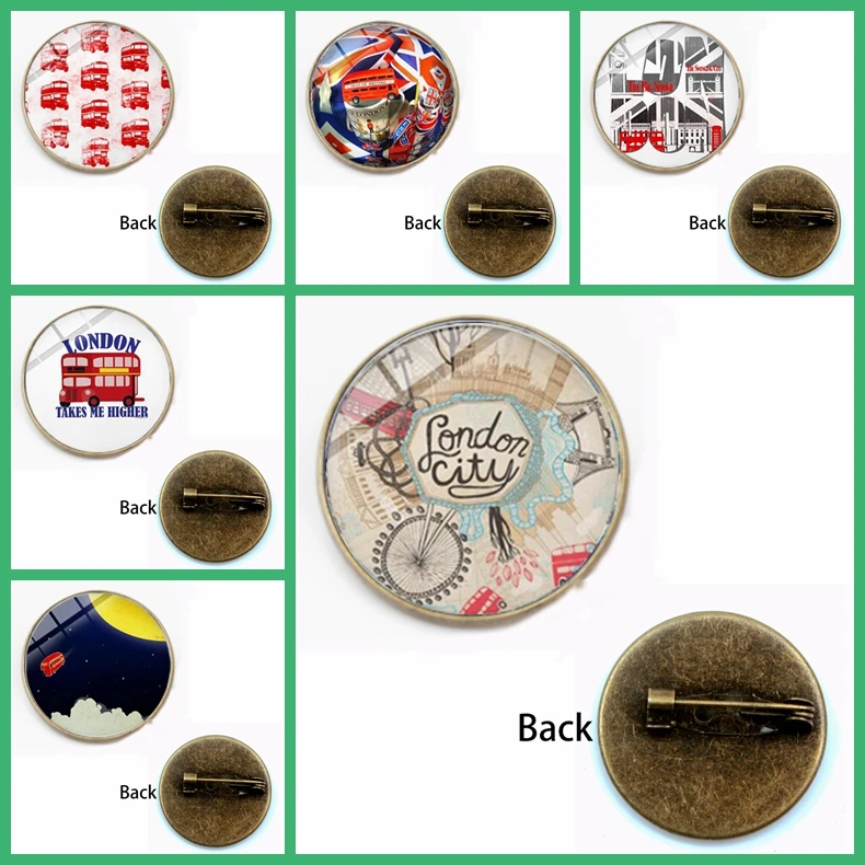 New London Double Decker Badge Brooch Old Fashion Hippie Lapel Pins Clothes Backpack Badge Sightseeing Bus England Souvenir Gift