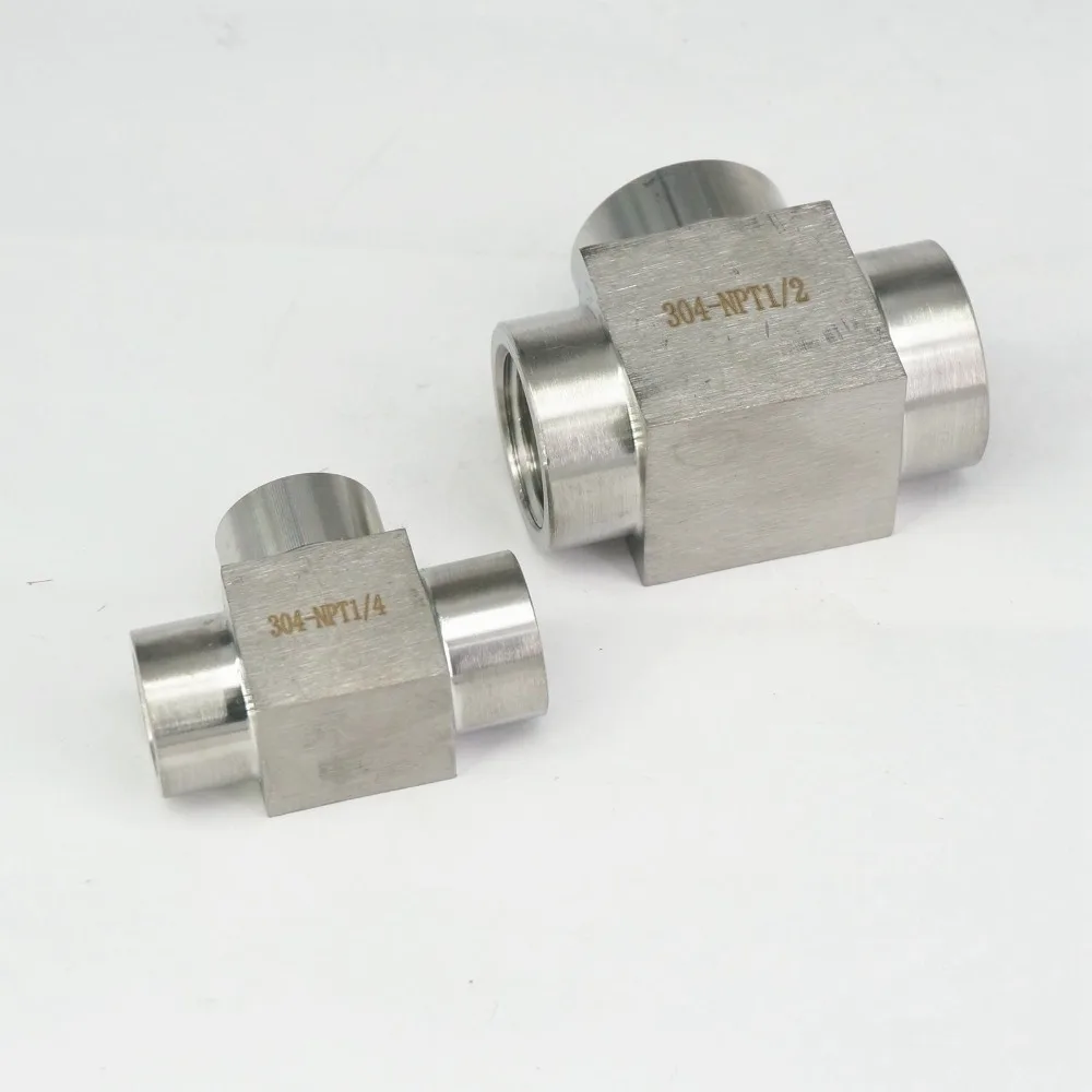Druckbeständiges 3-Wege-T-Stück mit 4000 PSI M10 M14 M16 M18 M20 1/8"-2" BSPP NPT Gewinde aus 304 Edelstahl für Wasser, Gas und Öl – Detail 3