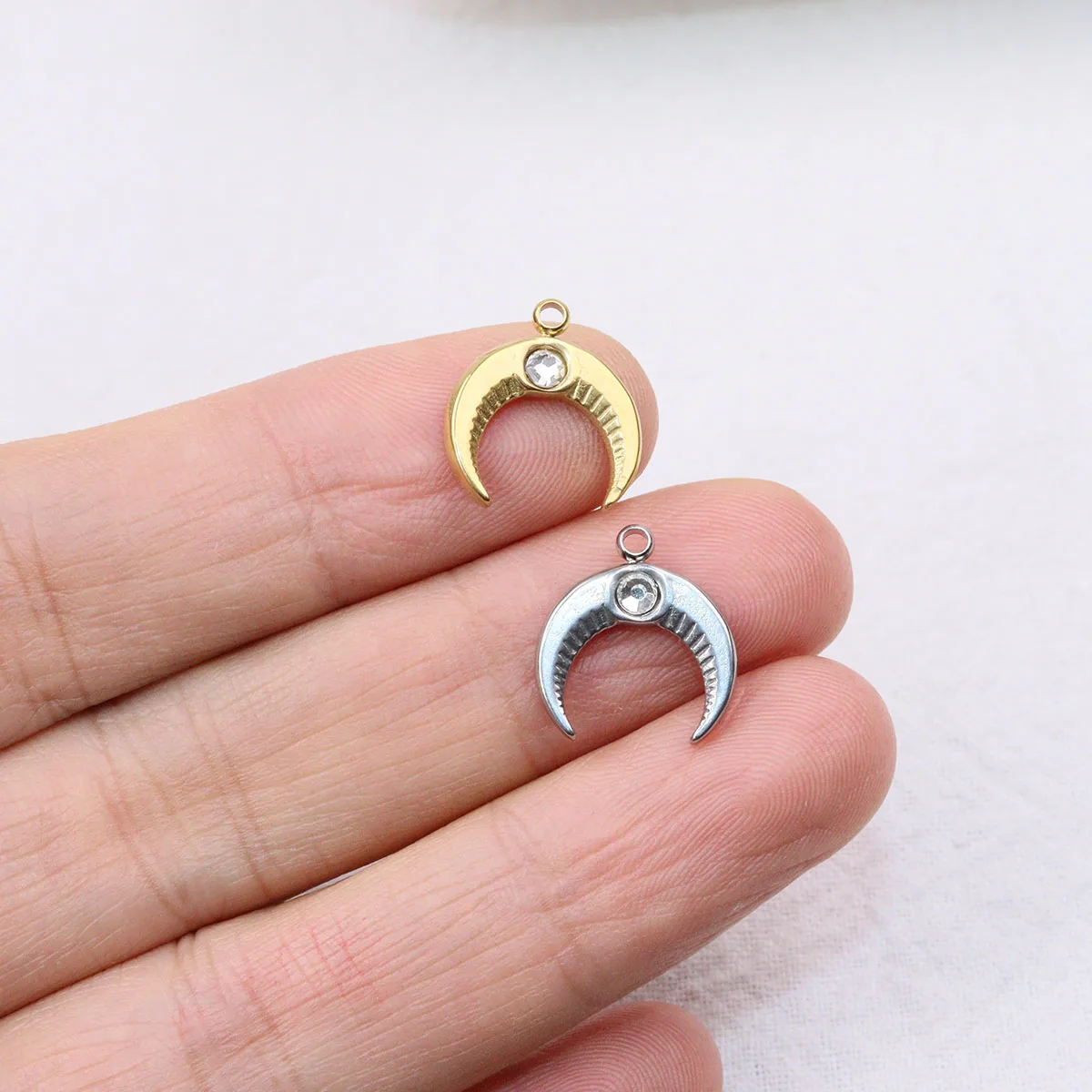 5 sztuk 10*13mm hurtownia ze stali nierdzewnej wysokiej jakości kamienie róg Charms wisiorek naszyjnik DIY kolczyki bransoletki PVD 2 kolory