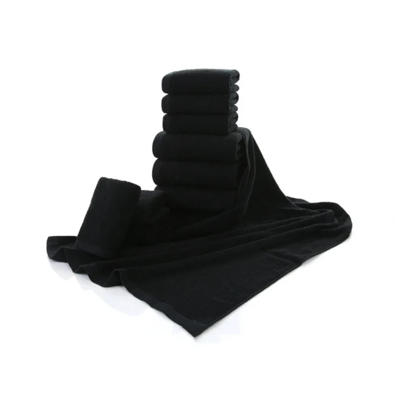 Cottonnon-fading Black Towel Soft Bamboo Fiber Towel Thickened Absorbent Black Towel For Home Hotel Beauty Salon