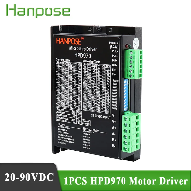 

NEMA17 Motor driver HPD970 2.8A 90VDC New arrival 42/57/86 stepper motor driver segments upgraded version for CNC Router