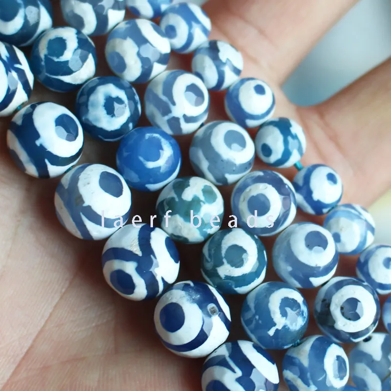 6 8 10 12 14mm  3 eyes Red black brown Green DZI beads Tibet Round Agate stone spacer beads DIY Loose Beads 15\