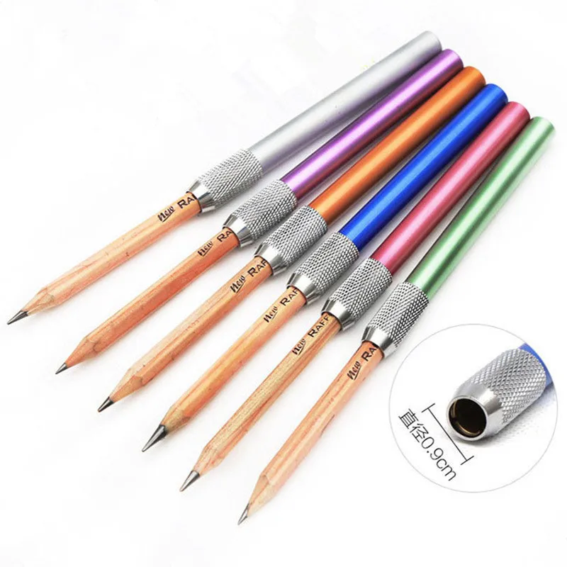 6 Colour metal pencil extender drawing pencil sleeve lengthener pencil connector aluminum rod lengthening rod