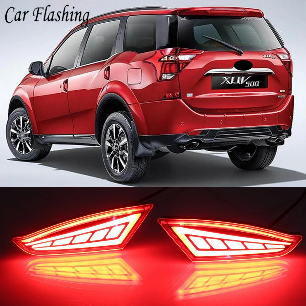 2PCS LED Reflector light For Mahindra XUV500 2018 2019 LED Rear Bumper Lamp Braking Light Rear Fog Lamp