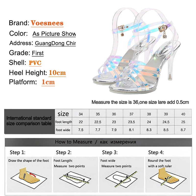 Voesnees 2021 Women Sandals Model Walking Clear Platform Shoes Stripper High Heels Sexy Fish Mouth Illusory Color Wedding Shoes