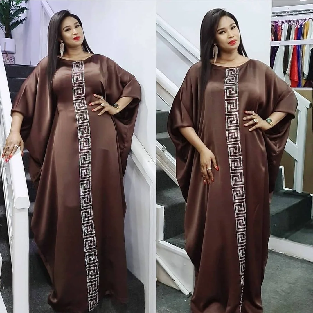 Abaya Dubai Maxi Vintage Long Sleeve Robe Gowns Muslim dress Sexy Lady Party African Design lavender Dashiki Silk Beading