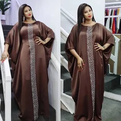 Abaya Dubai Maxi Vintage szlafrok z długim rękawem suknie sukienka muzułmańska Sexy Lady Party afrykański projekt lavender Dashiki Silk frezowanie