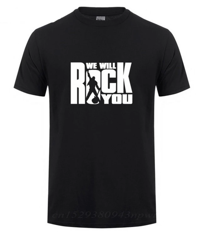 2024 Summer Queen We Will Rock You T Shirt Men Cool Printed Rock Band T-shirt Short Sleeve Cotton Rock Roll Tops