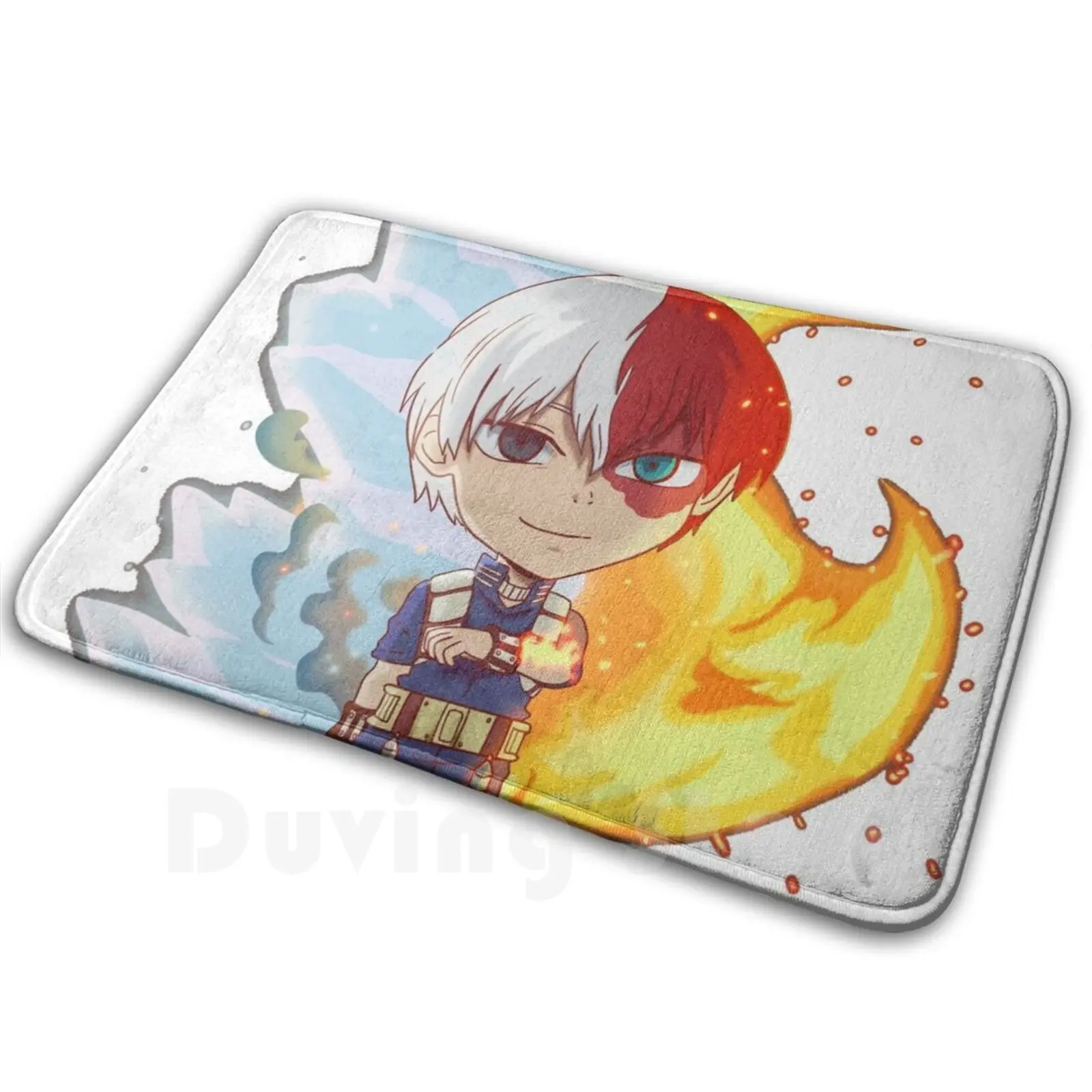 Chibiroki Pin! Carpet Mat Rug Cushion Soft Non-Slip Bnha Hero Todoroki Shouto Todoroki Shouto Ice Fire Chibi Cute Shoto