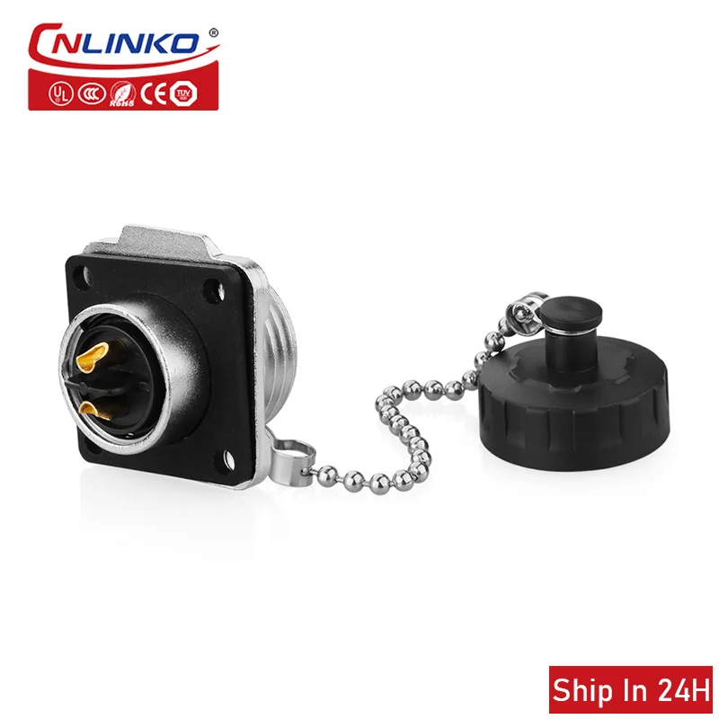 Cnlinko YW20 2pin Metal IP67 Waterproof Plug Socket Electrical Power Connector for LED Display Screen Audio Radio Video