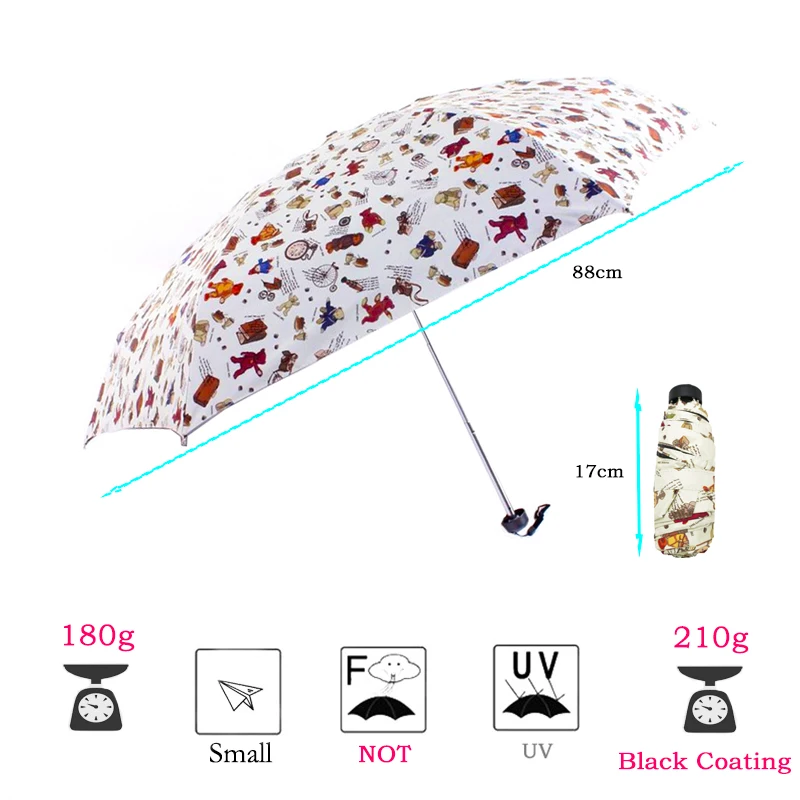 LIKE RAIN Quality Mini Umbrella Pocket Portable Travel Umbrellas Rain Women Small Fashion Folding Cartoon Dragon Umbrella UBY12