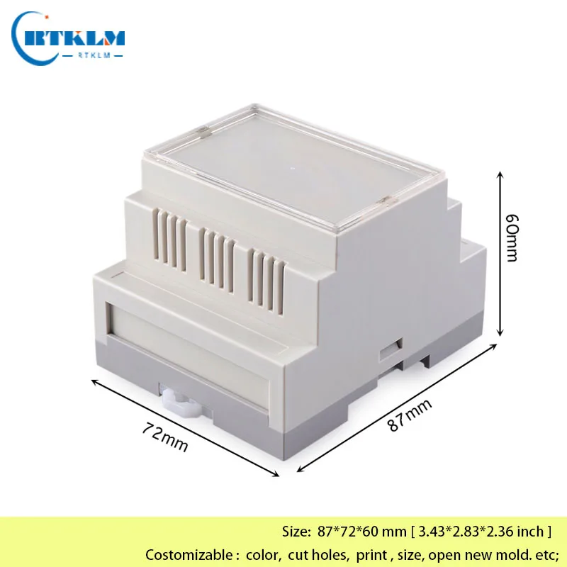 Din Rail Kunststoff gehäuse abs elektronische Projekt gehäuse DIY Industrie box benutzer definierte SPS Anschluss dose 87*72*60mm