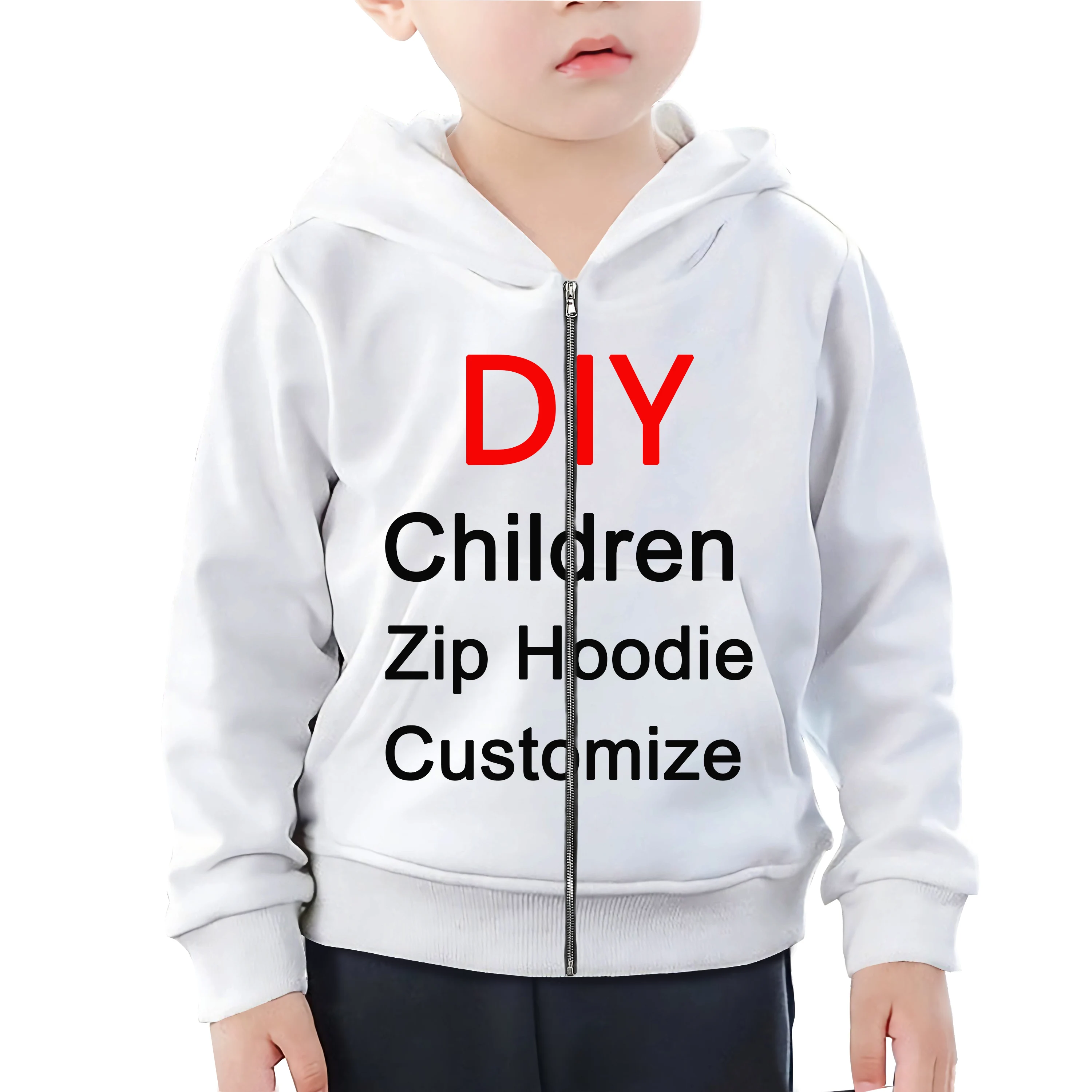 Family Fitted 3D Print DIY Personalized Design Children Zip Hoodies Own Image/Photo/Star/Singer/Anime Boy Girl Casual Tops