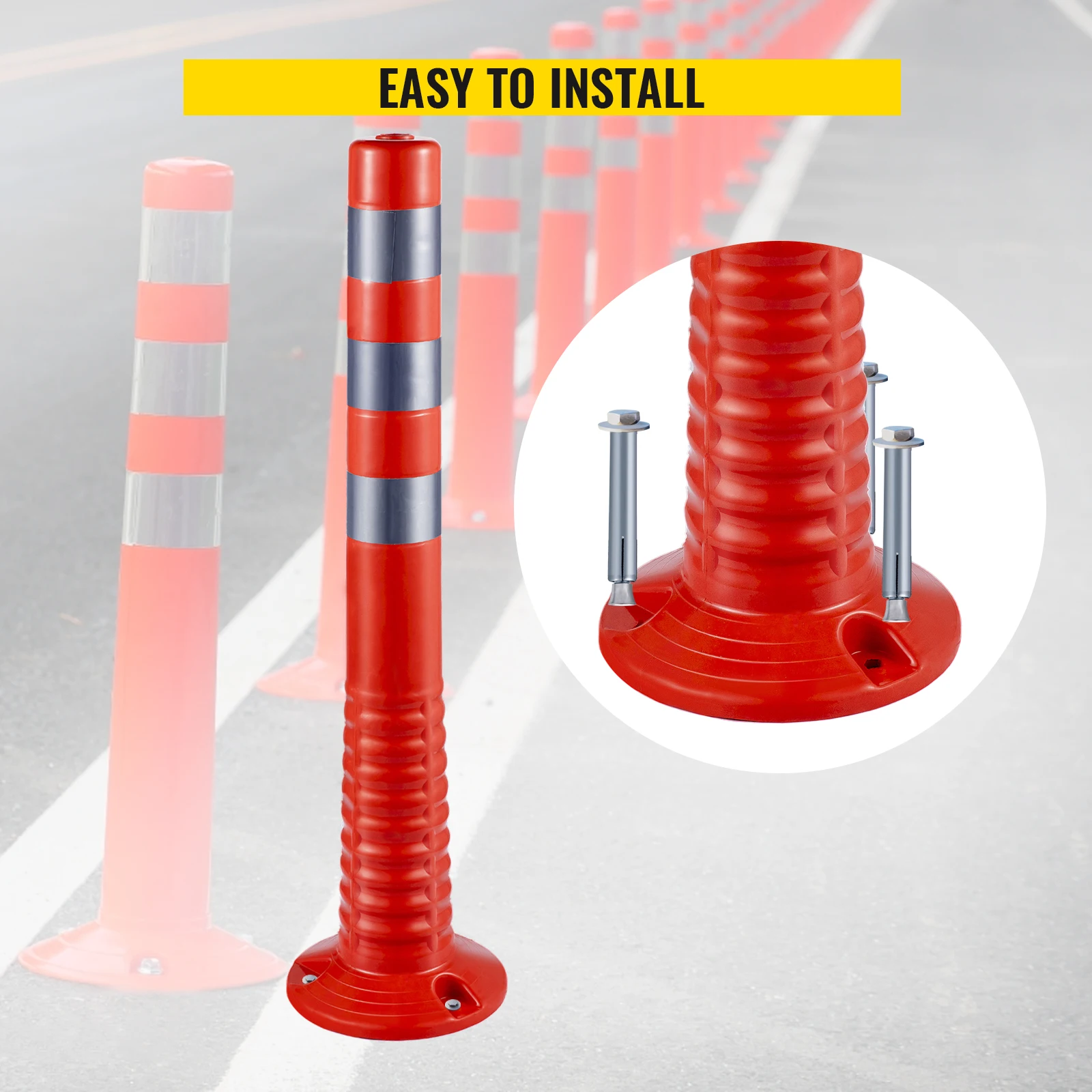 VEVOR 6 Pack /12 Pack Traffic Delineator Post flessibile channelier Cone 30 pollici Spring Post flessibile PU riflettente Band Design