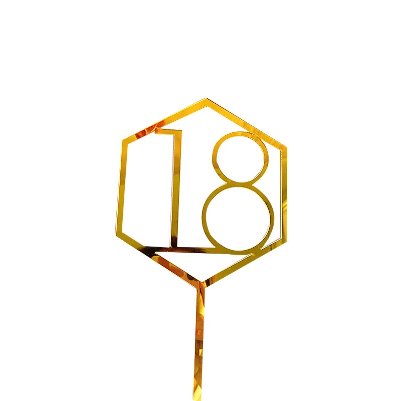 Neue 10/18/20 Zahl Alles Gute zum Geburtstag Kuchen Topper Gold Geburtstag Party Acryl Cupcake Topper Hochzeitstag Dessert Dekoration – Detail 38